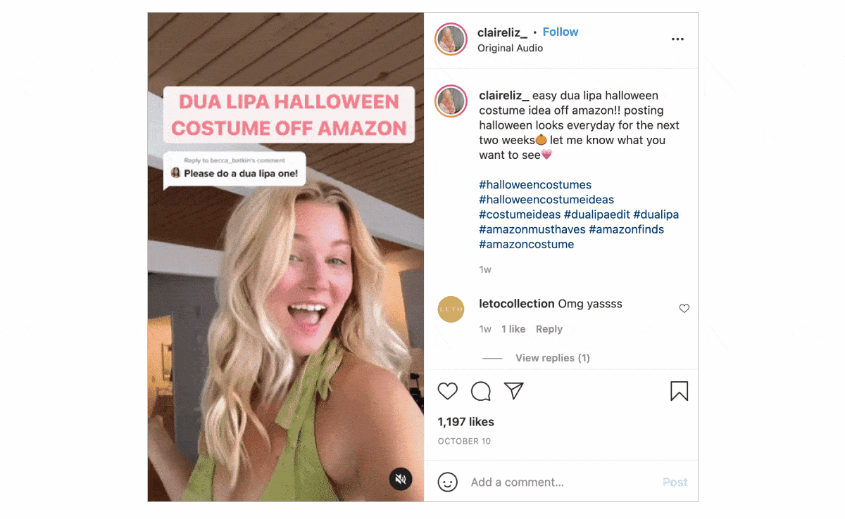 Full time content creator Claire shares costume ideas on social media.