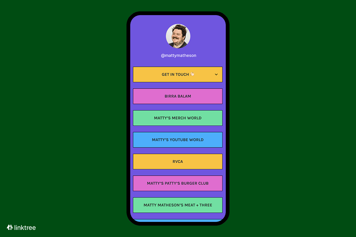 Form Links do Linktree em um GIF animado
